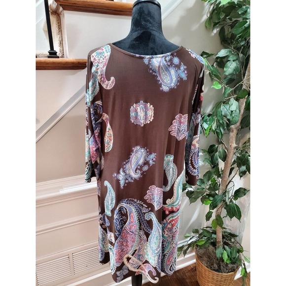 Honeyme Women's Brown Polyester Round Neck Long Sleeve Knee Length Dress Size S - Picture 8 of 10